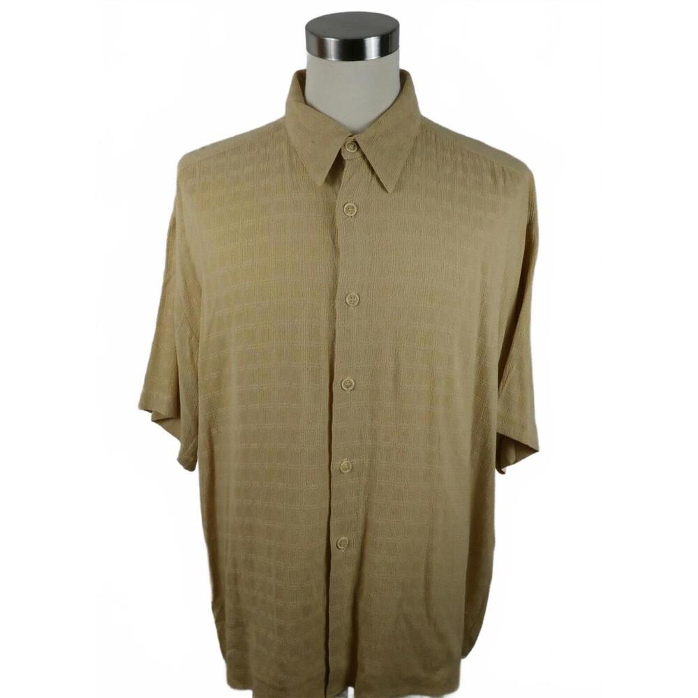 Smash Mens Short Sleeve Button Down Golden Beige Shirt XXL Vintage